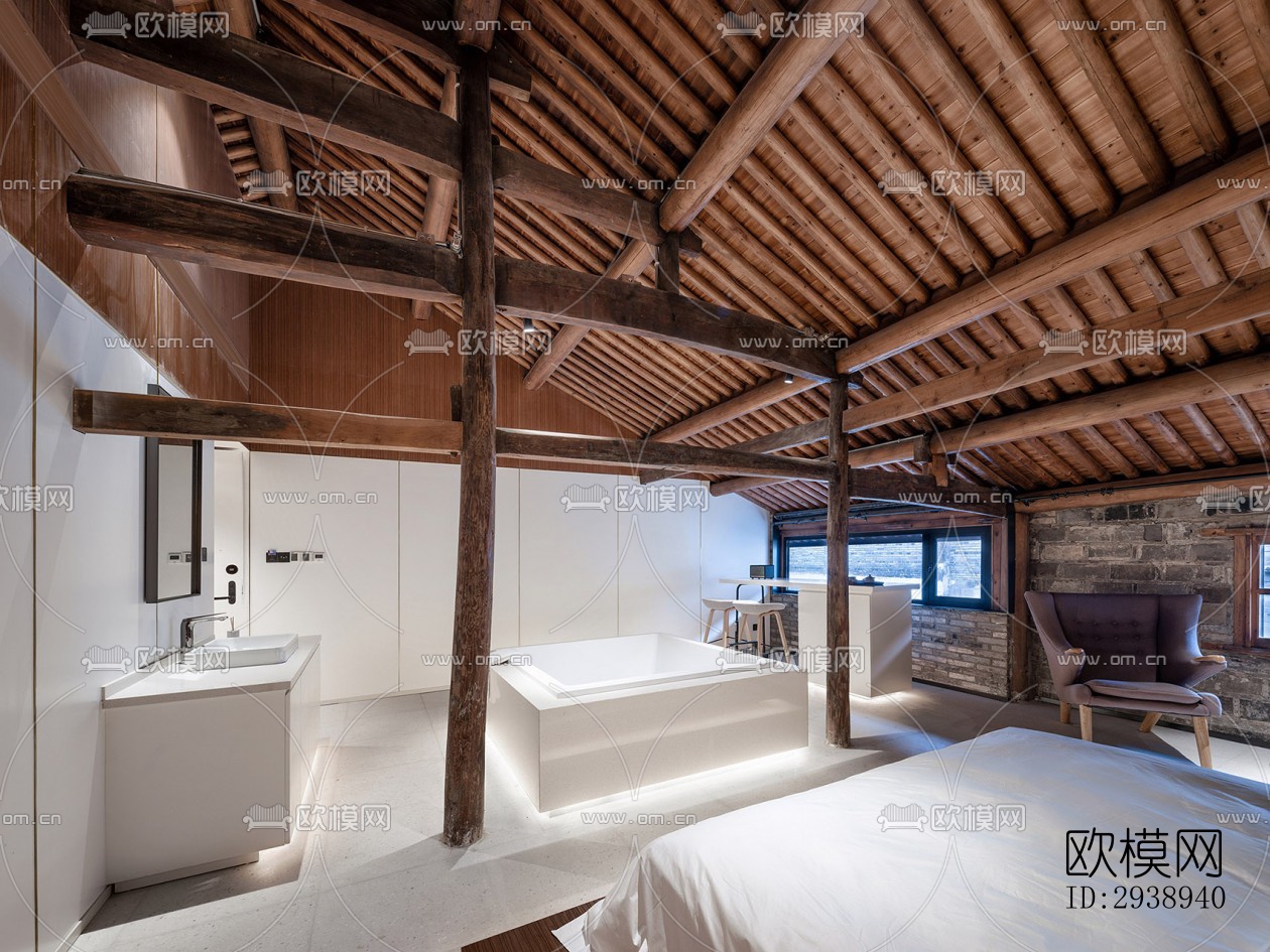 中式酒店民宿效果图下载（渲染图14）