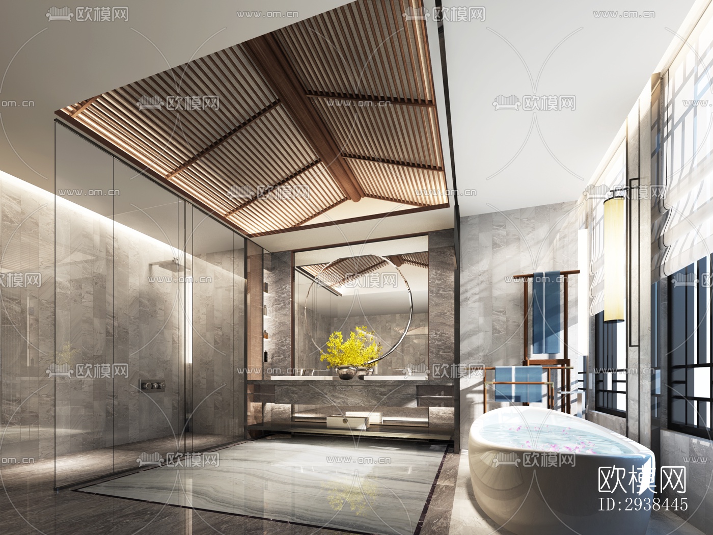 新中式售楼处效果图下载（渲染图7）