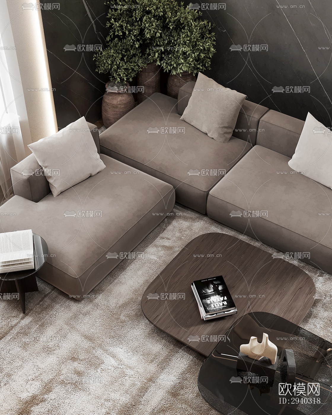 现代平层效果图下载（渲染图3）