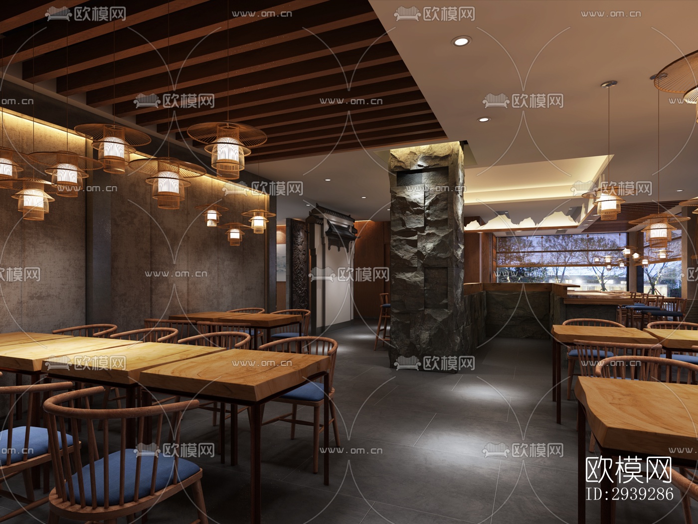 新中式酒店民宿效果图下载（渲染图17）