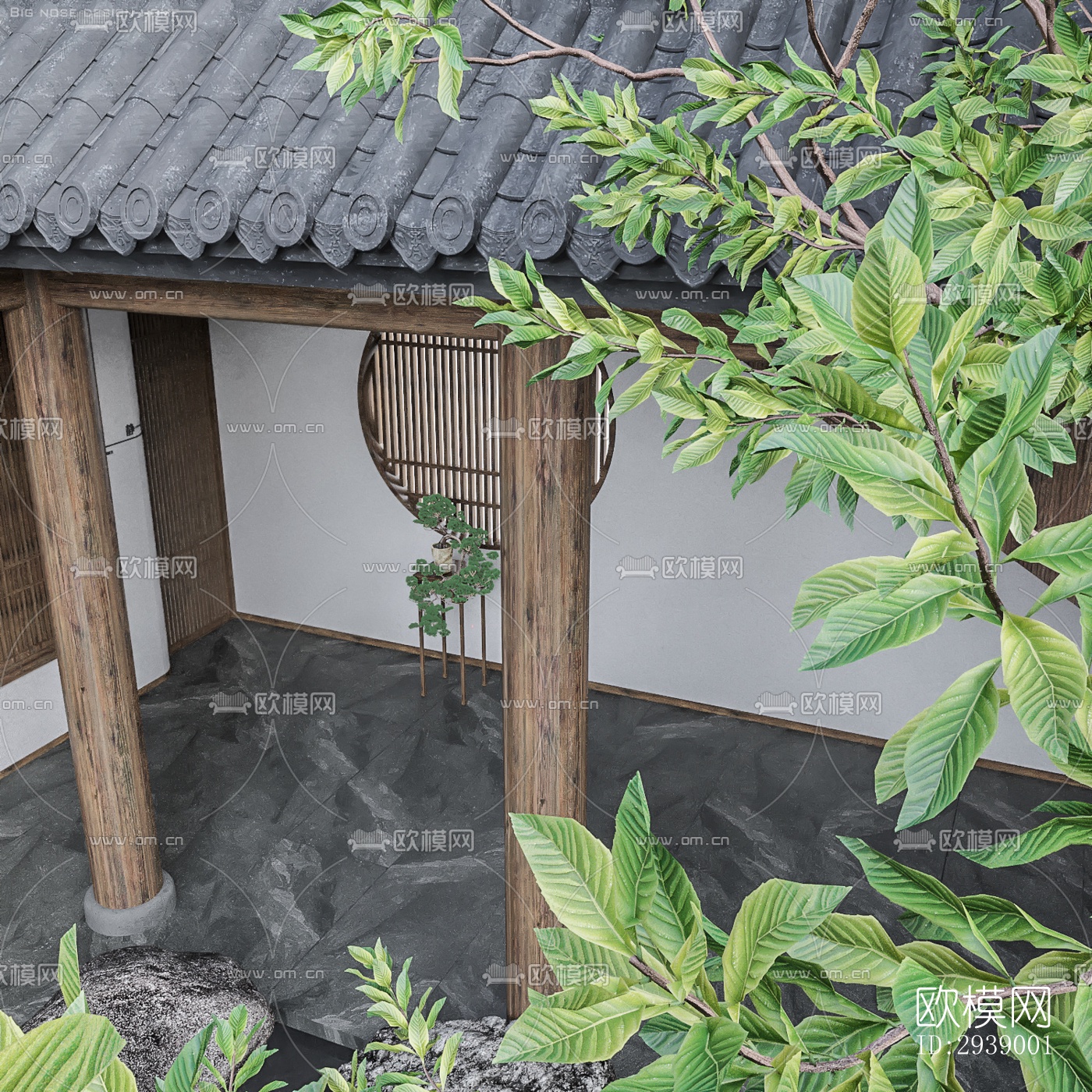 中式酒店民宿效果图下载（渲染图11）