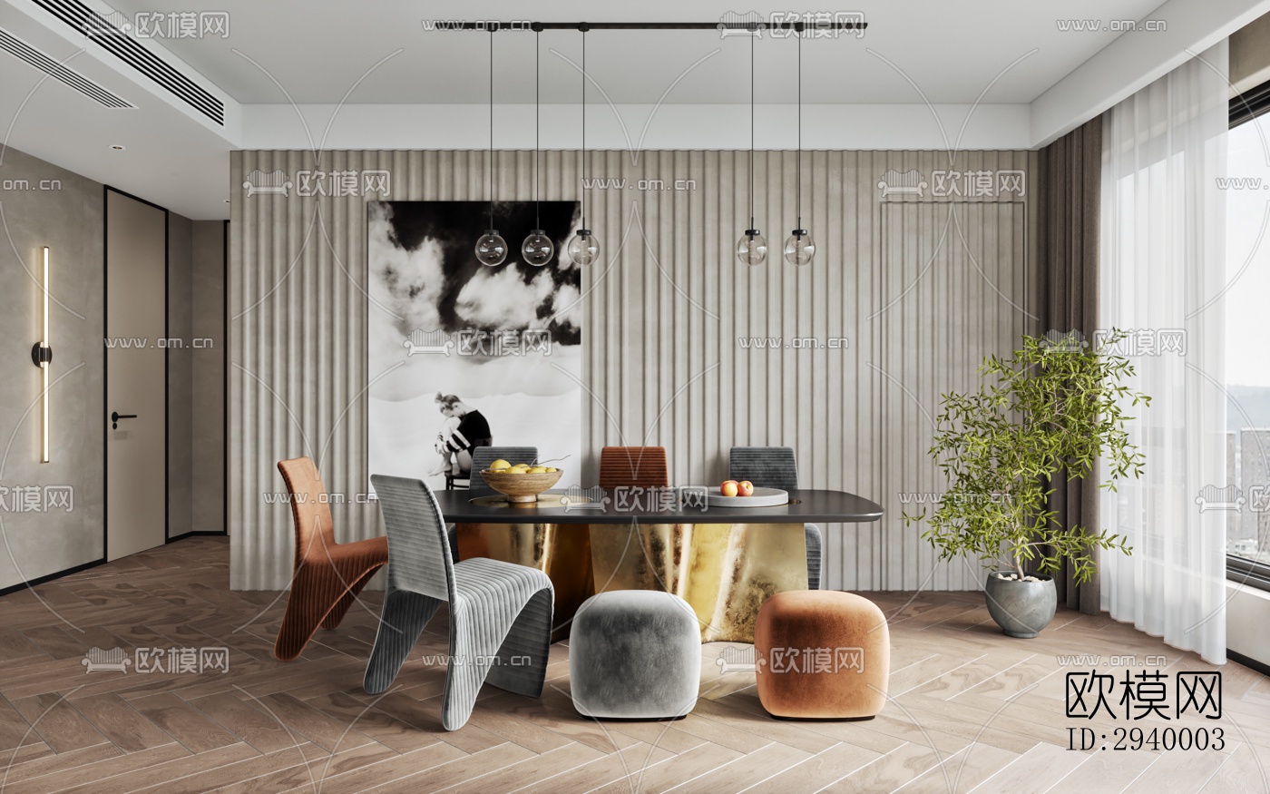 侘寂平层效果图下载（渲染图1）