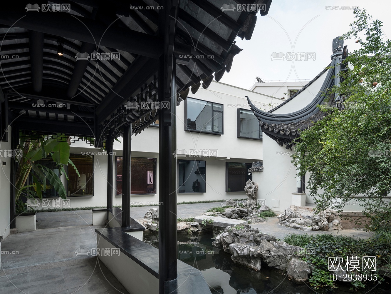 中式酒店民宿效果图下载（渲染图11）