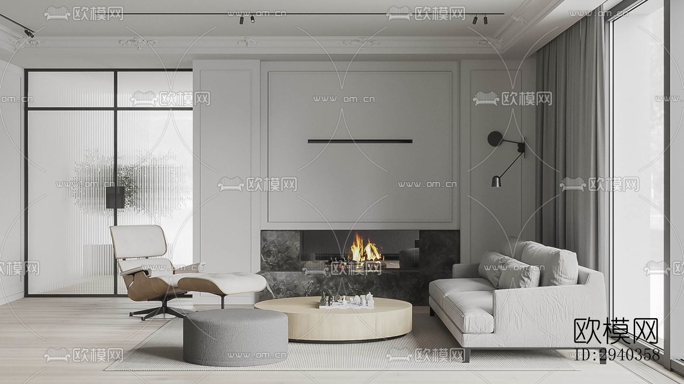 现代平层效果图下载（渲染图1）