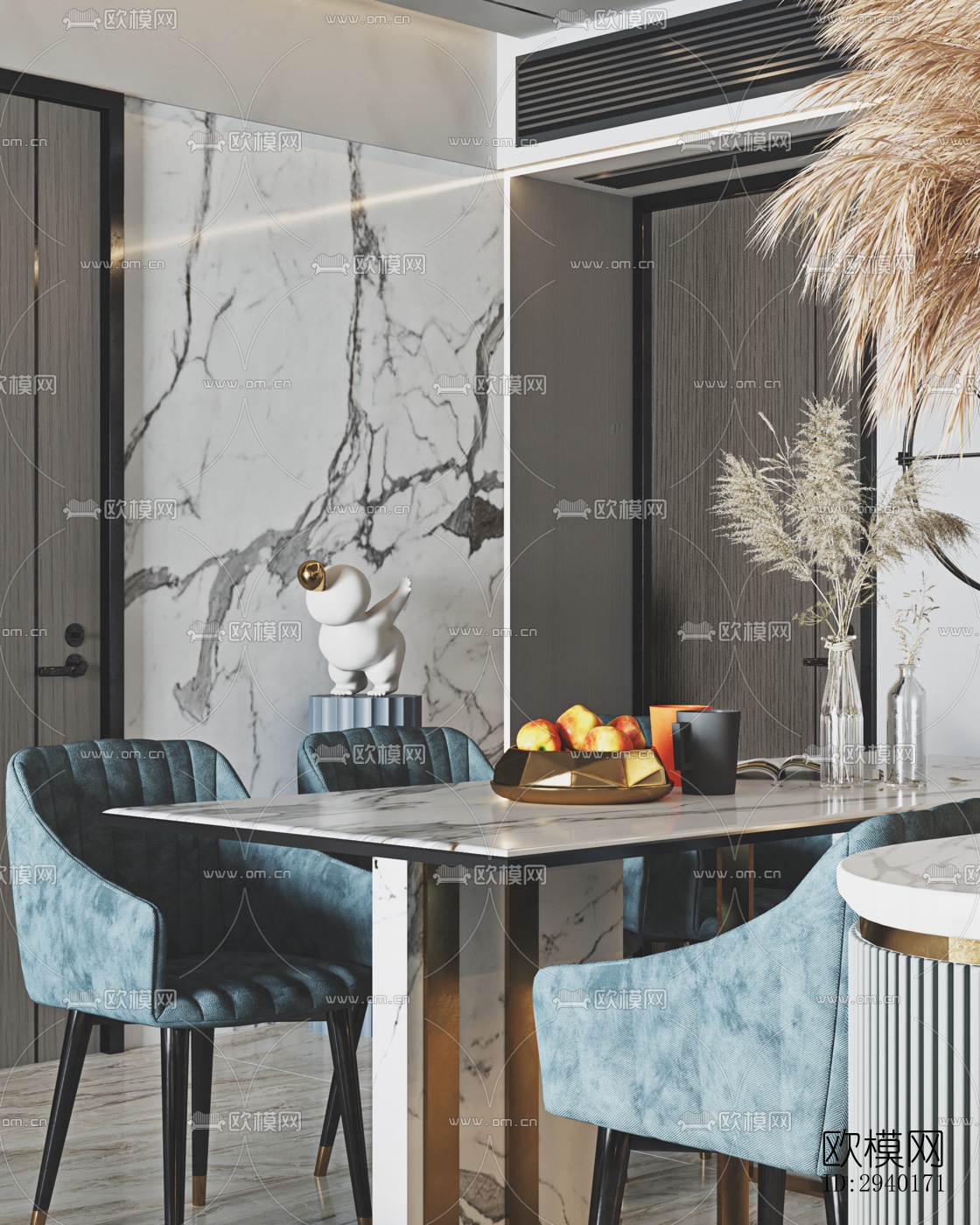 新中式平层效果图下载（渲染图20）