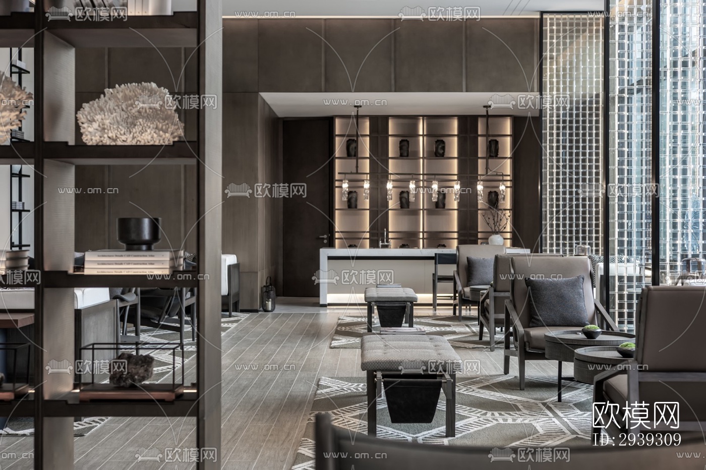 新中式酒店民宿效果图下载（渲染图11）