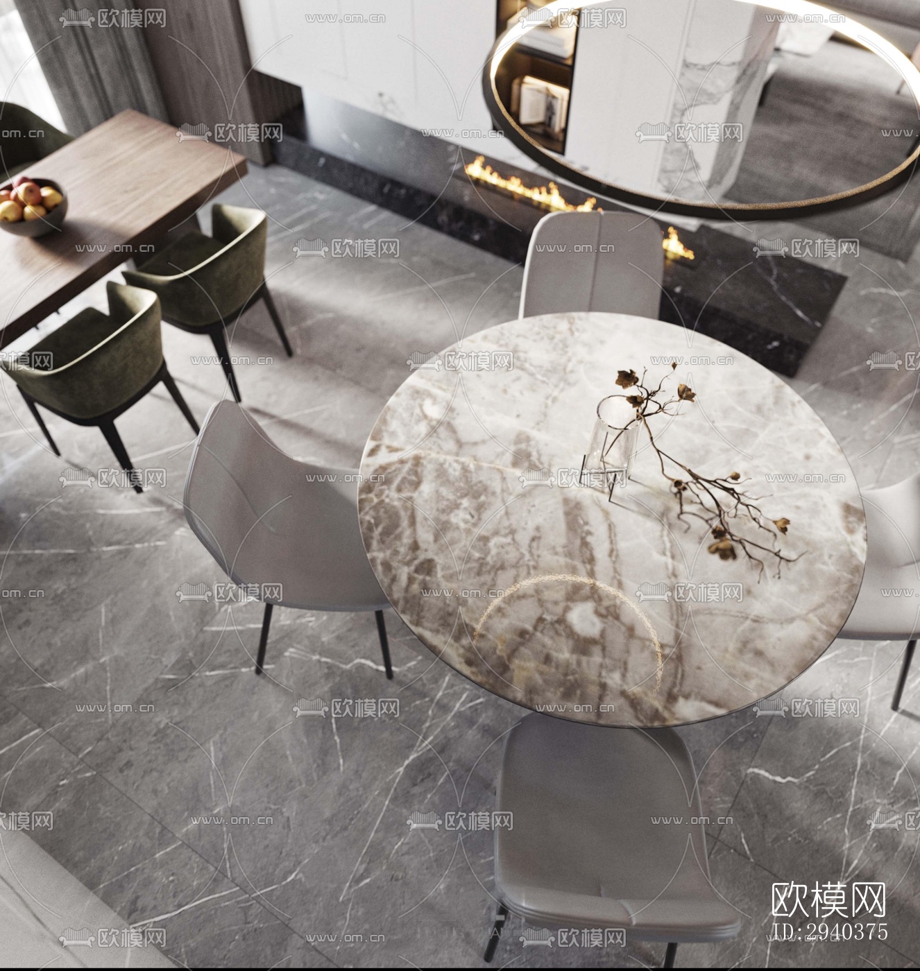 现代平层效果图下载（渲染图4）