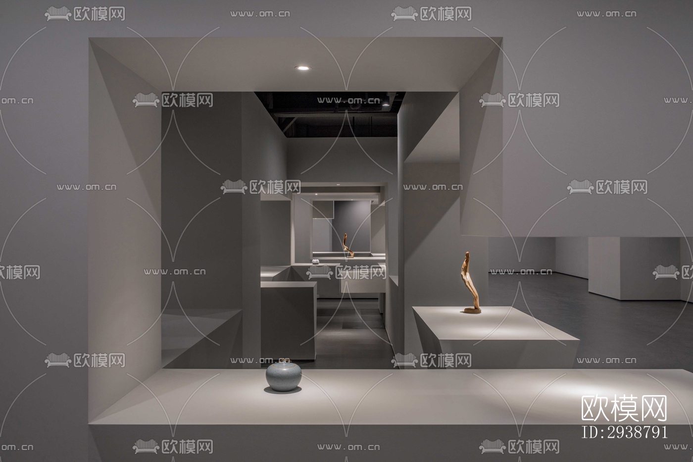 高级灰展览展厅效果图效果图-设计效果图ID:2938791-欧模网