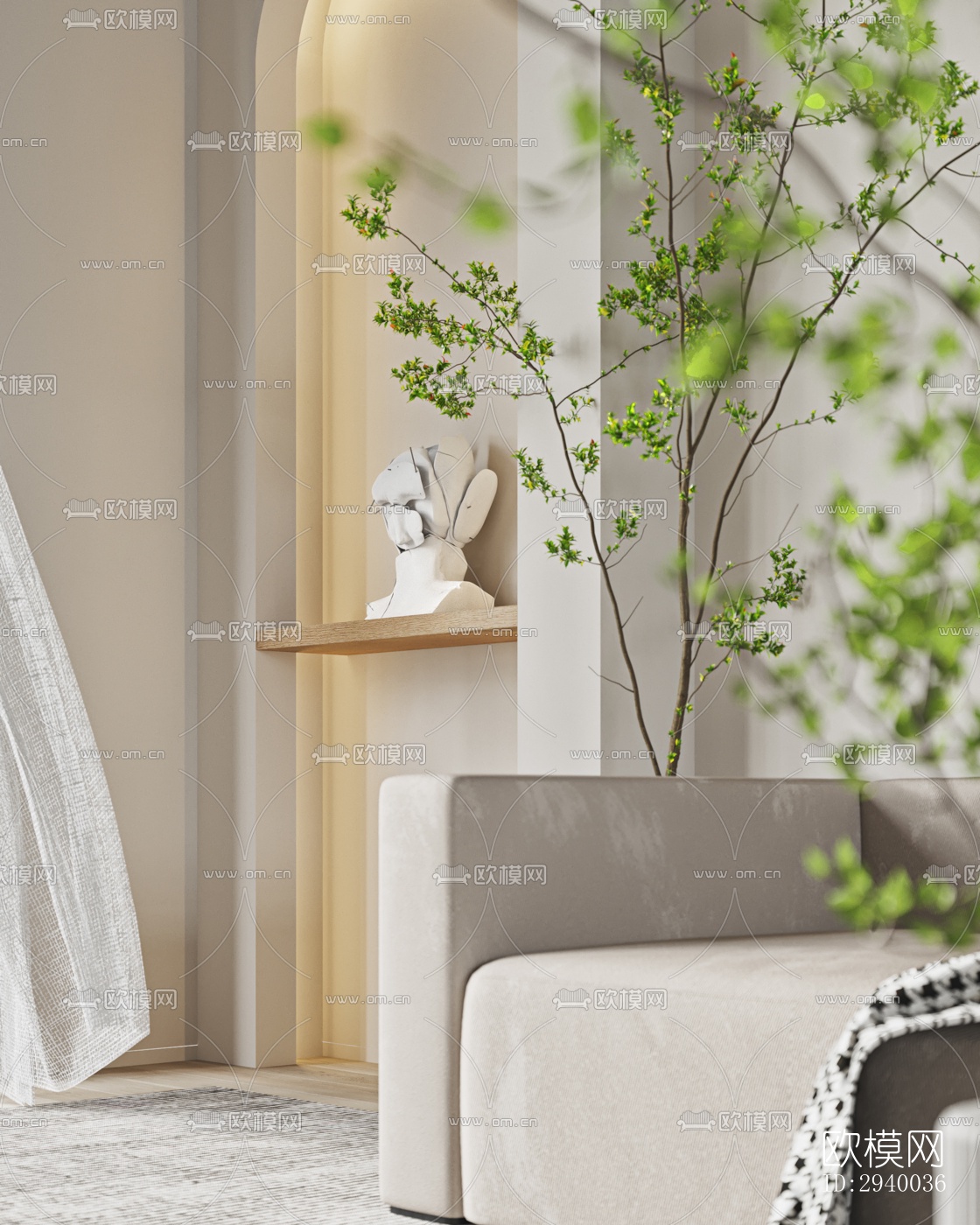 侘寂平层效果图下载（渲染图8）