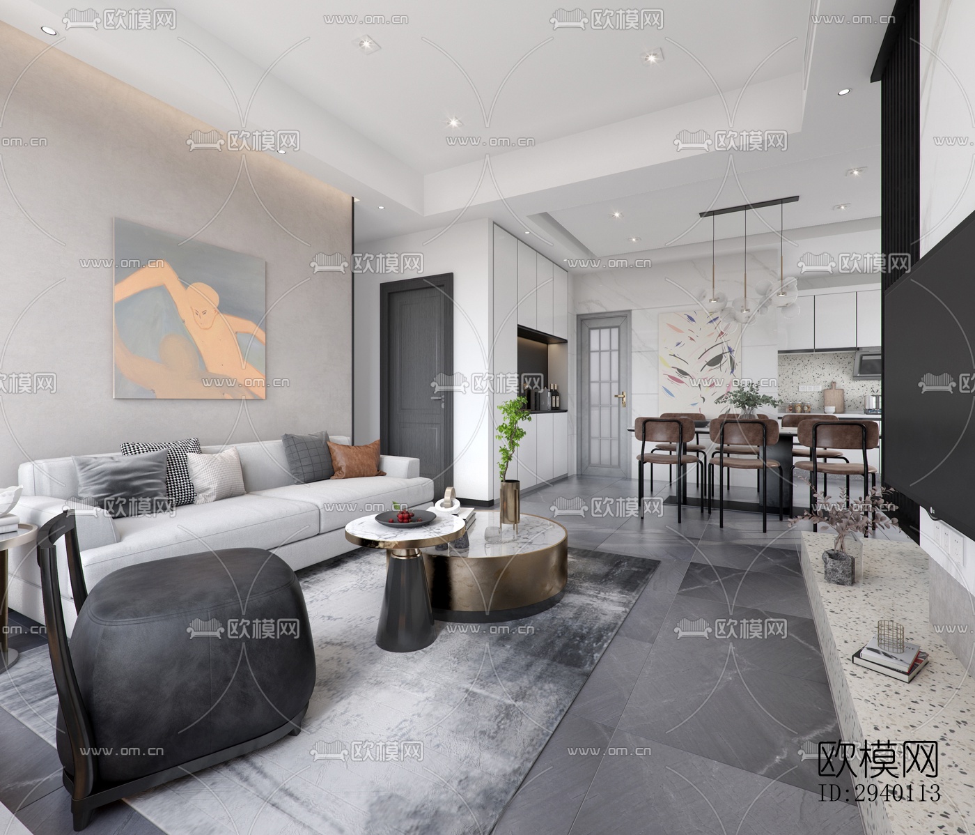 北欧平层效果图下载（渲染图9）