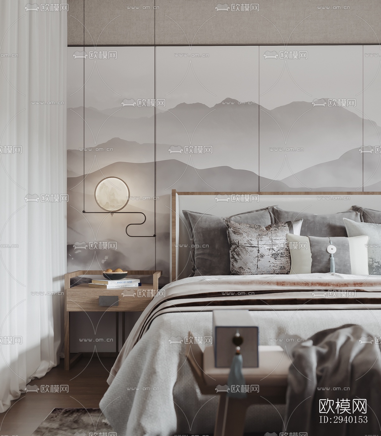 新中式平层效果图下载（渲染图7）