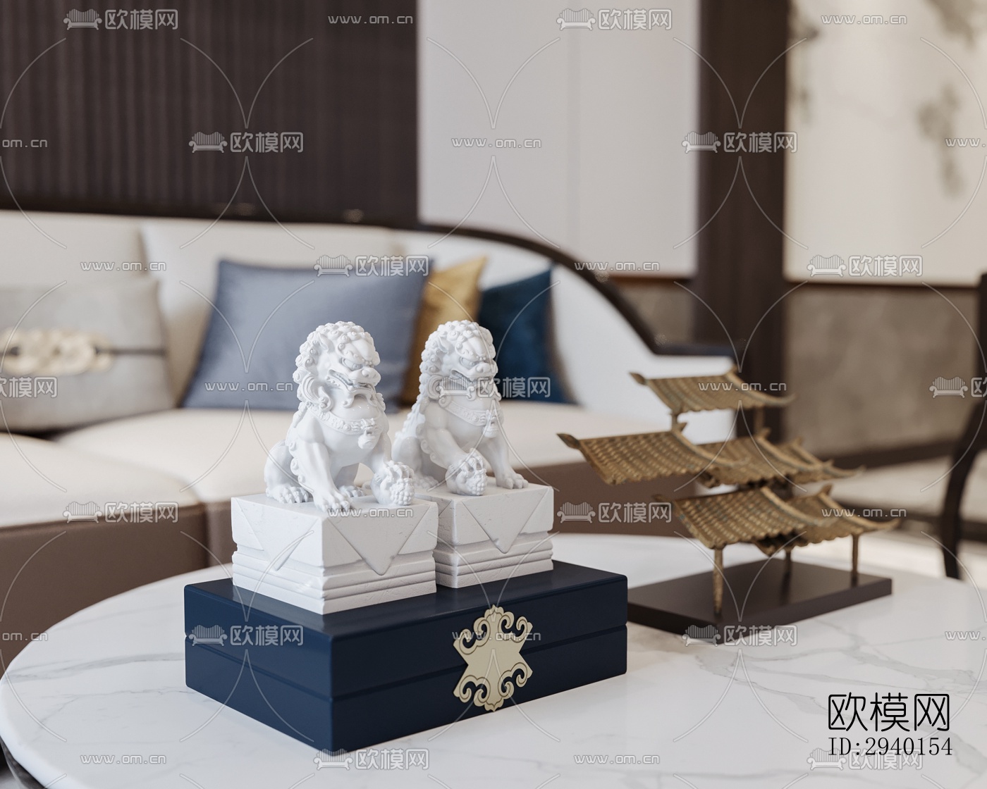 新中式平层效果图下载（渲染图16）