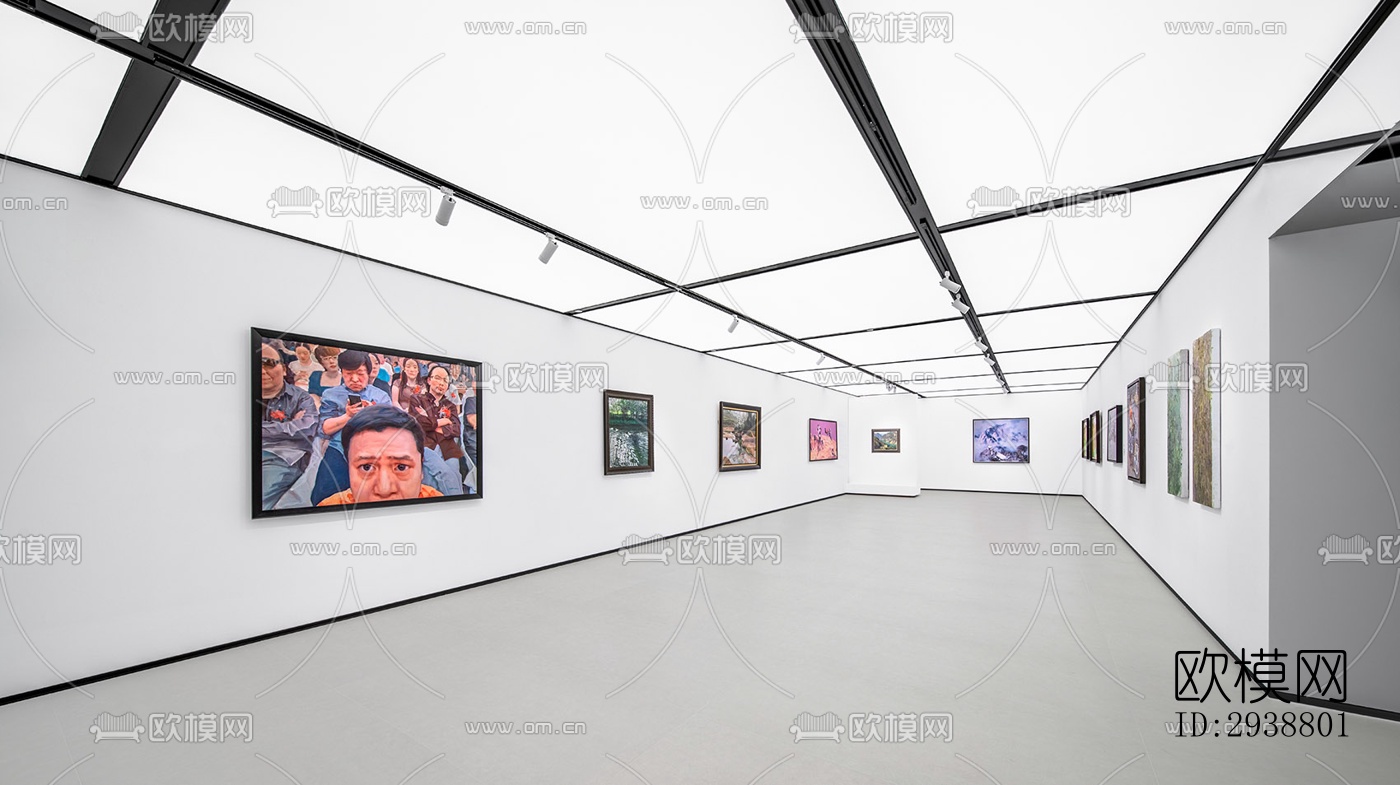 高级灰展览展厅效果图下载（渲染图3）