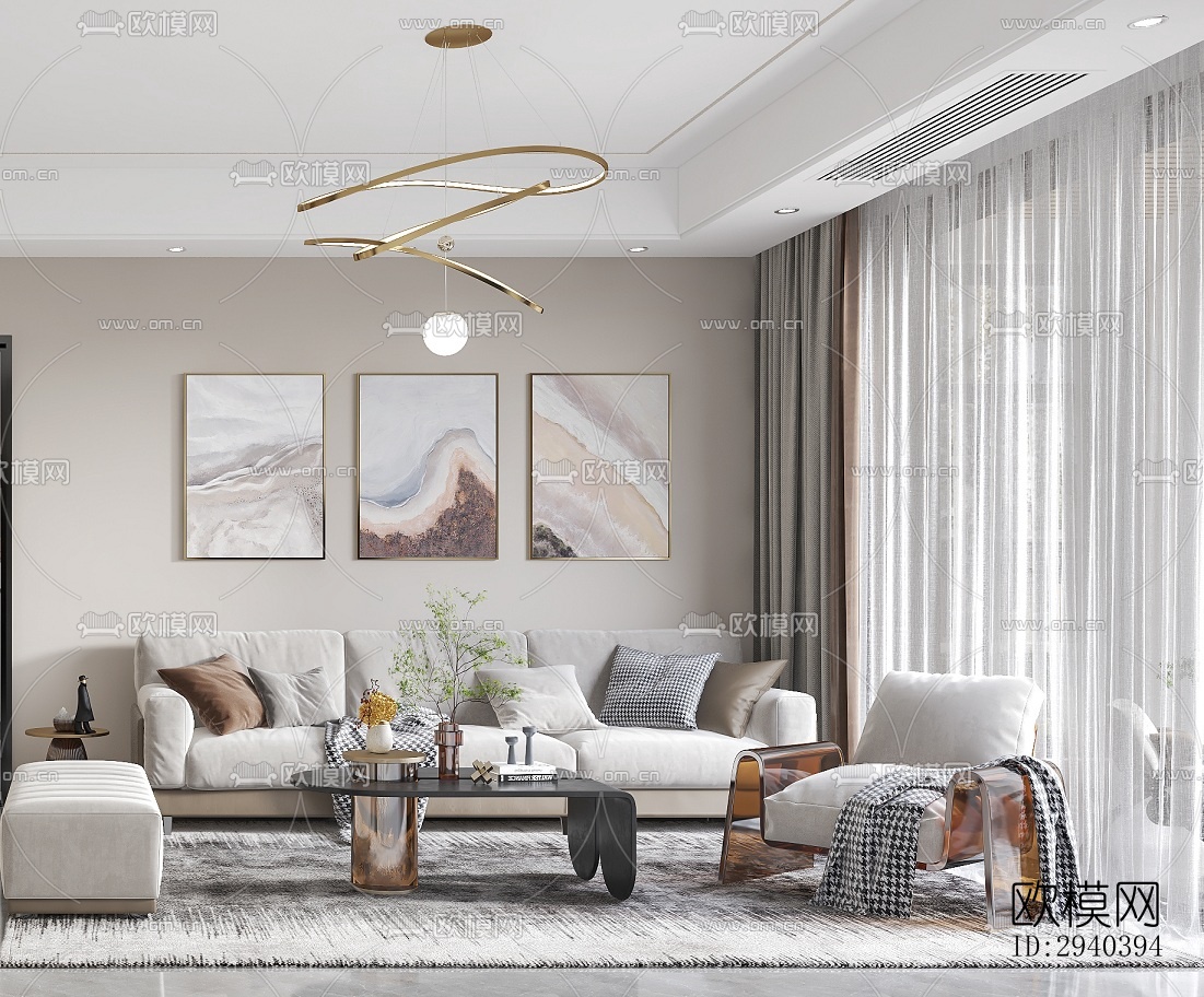 现代平层效果图下载（渲染图2）