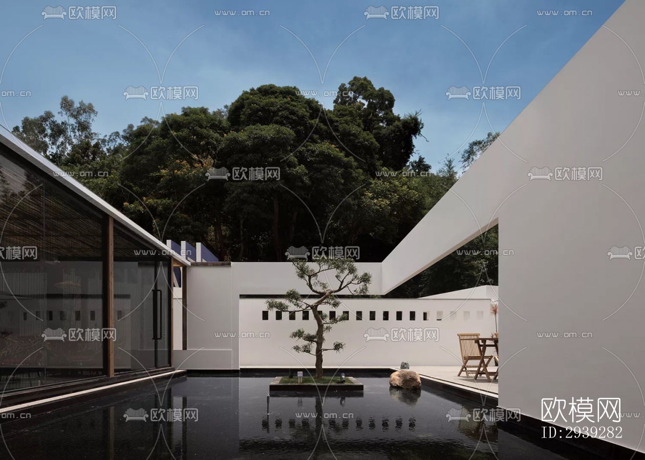 新中式酒店民宿效果图下载（渲染图5）