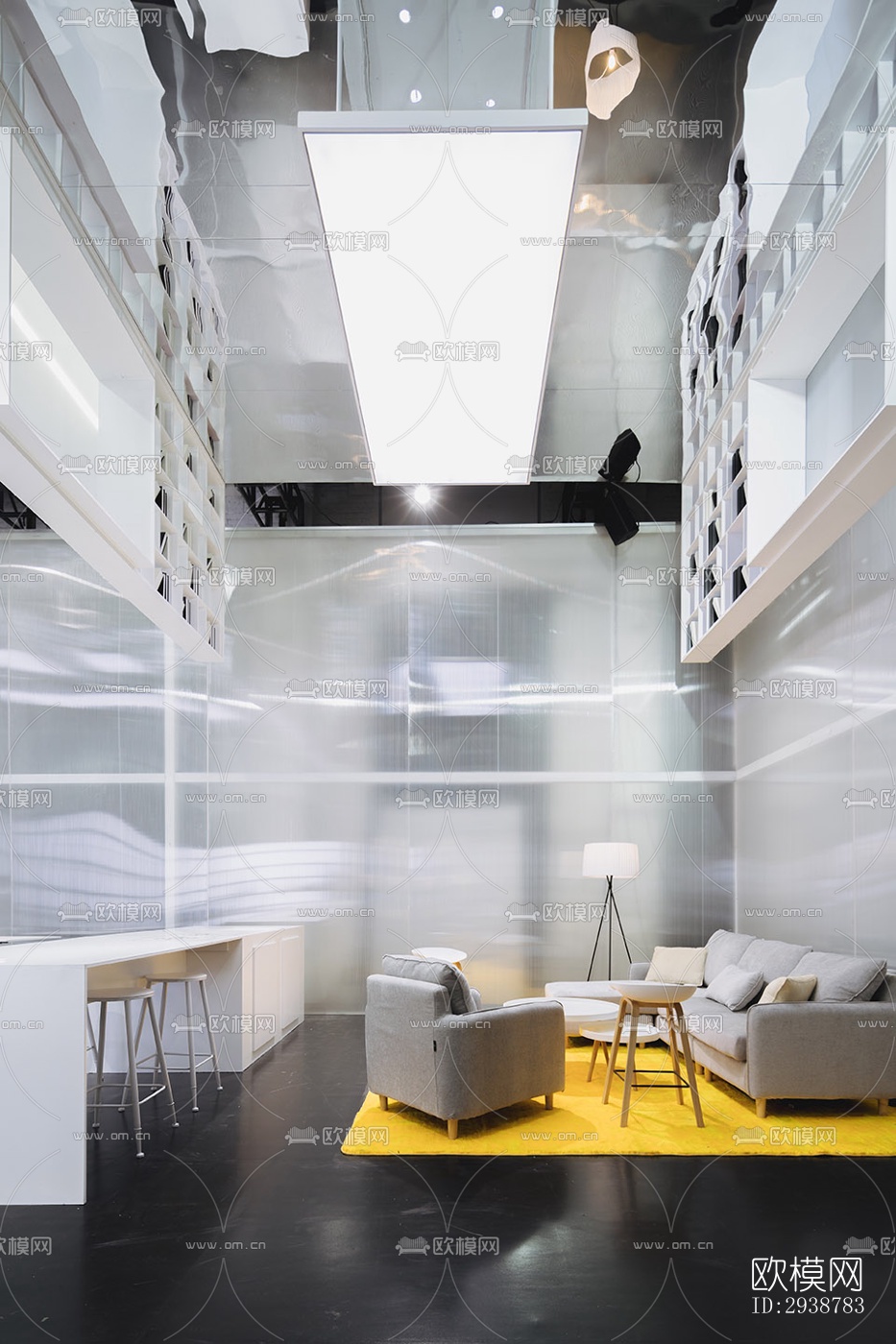 高级灰展览展厅效果图下载（渲染图5）