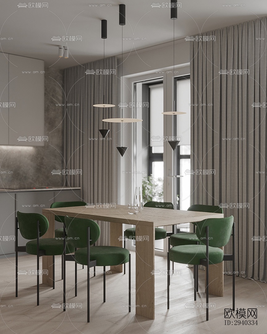 现代平层效果图下载（渲染图4）