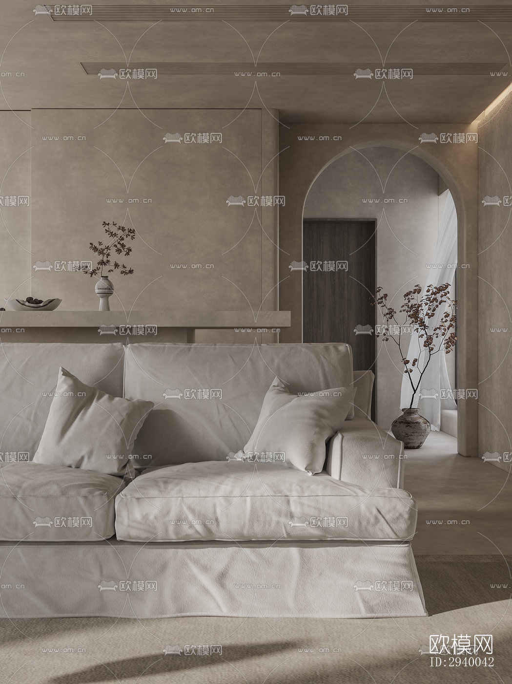 侘寂平层效果图下载（渲染图3）