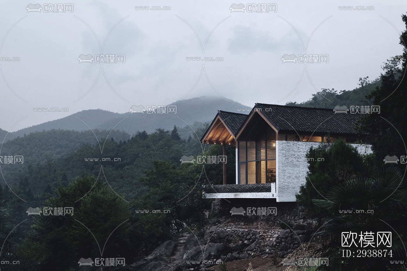 中式酒店民宿效果图下载（渲染图18）