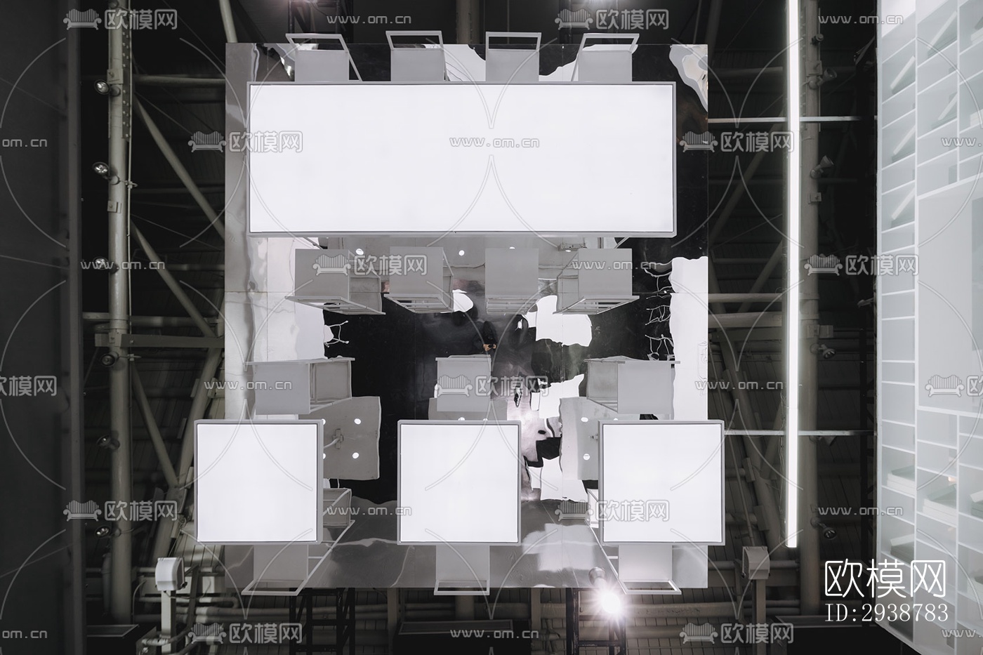 高级灰展览展厅效果图下载（渲染图4）