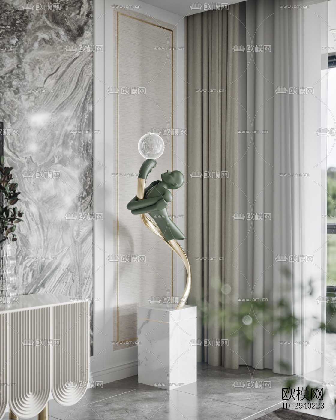 欧式平层效果图下载（渲染图6）