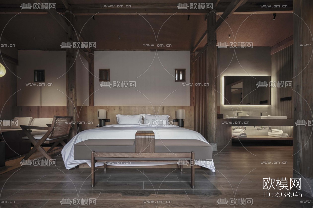 中式酒店民宿效果图下载（渲染图8）