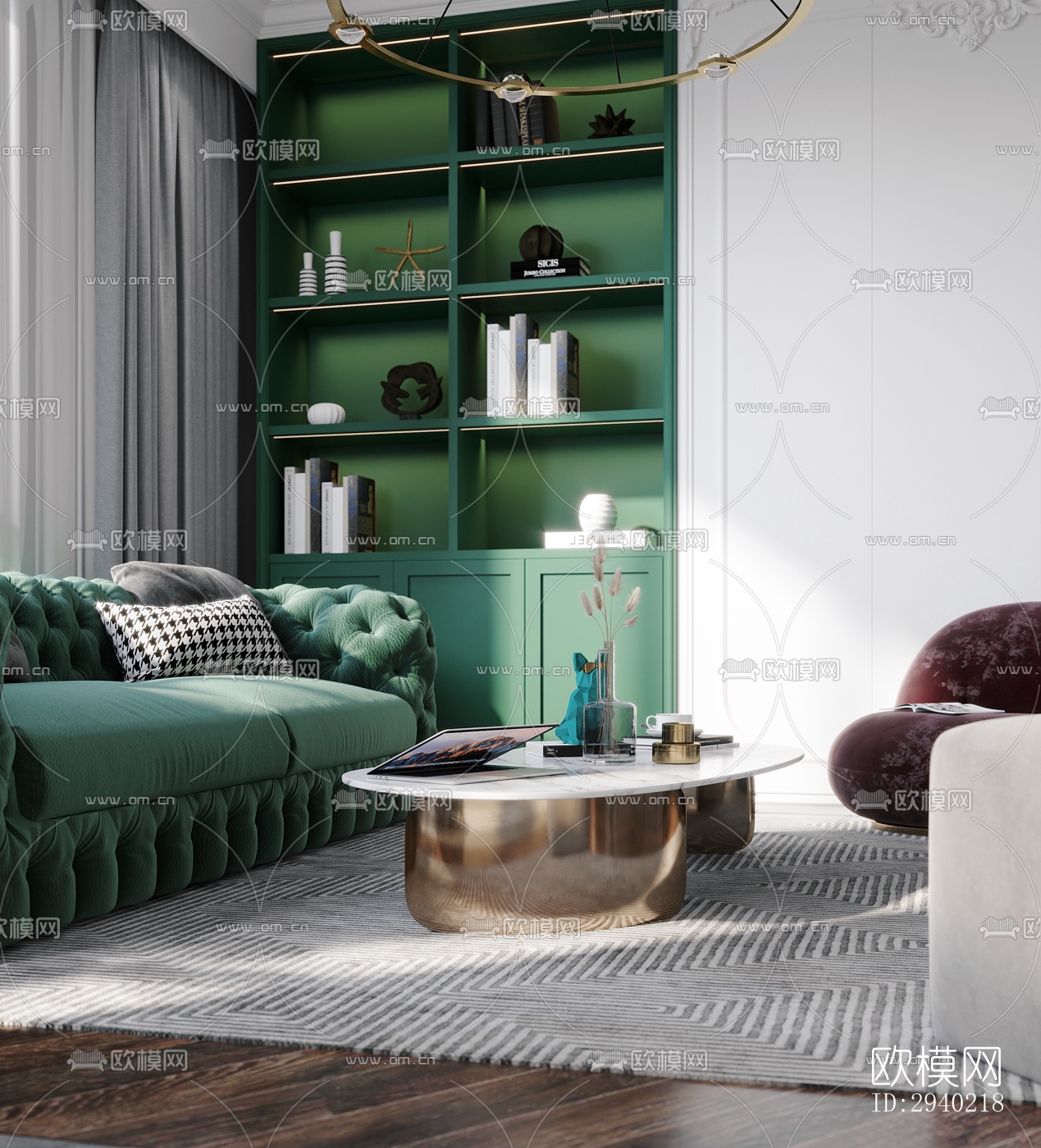 欧式平层效果图下载（渲染图3）