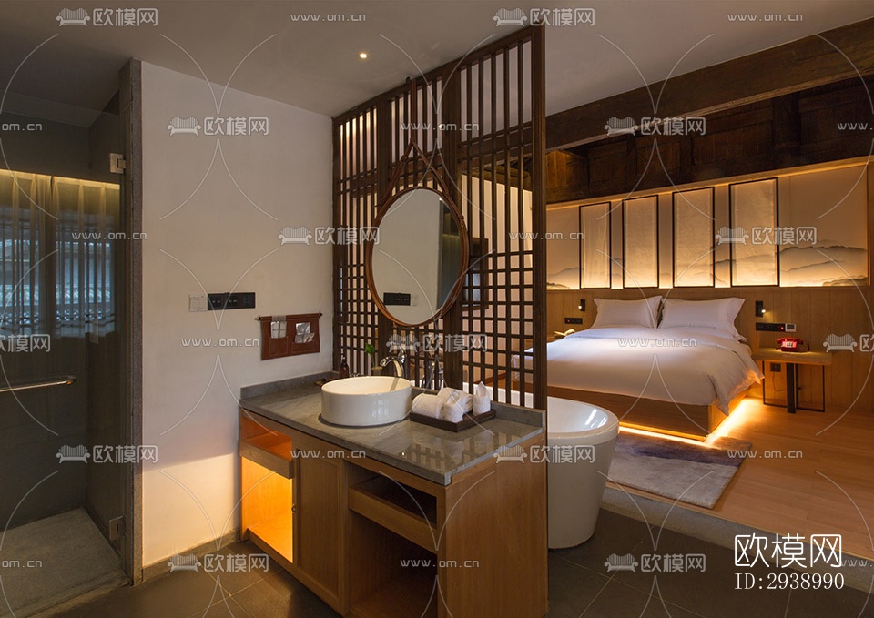 中式酒店民宿效果图下载（渲染图15）