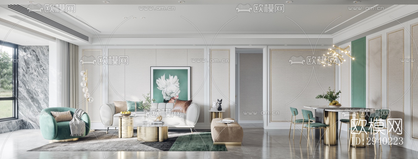 欧式平层效果图下载（渲染图8）