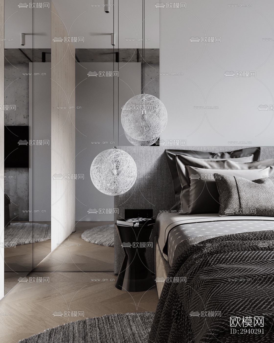 现代平层效果图下载（渲染图5）