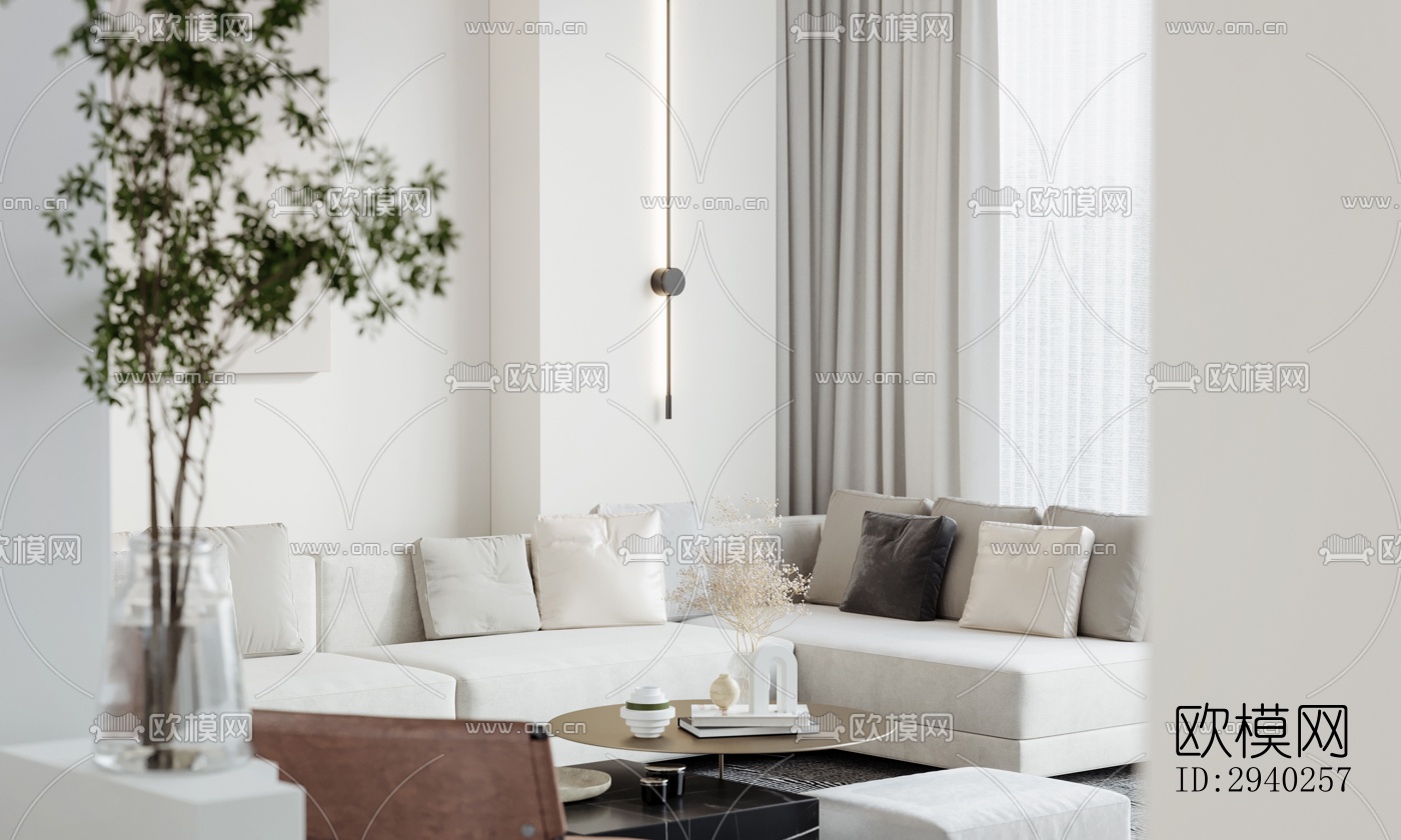 现代平层效果图下载（渲染图9）