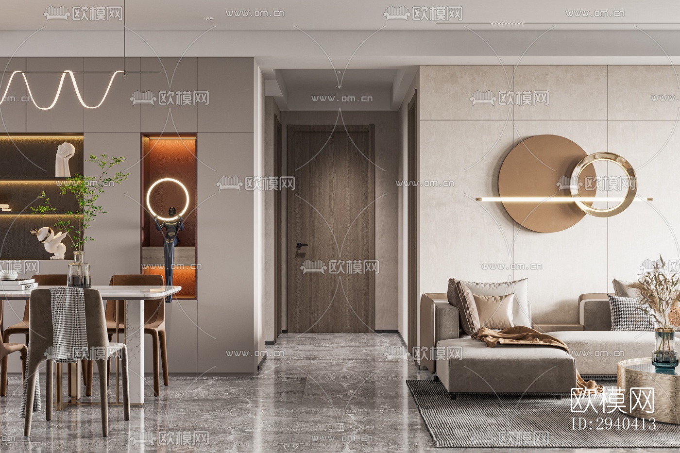 现代平层效果图下载（渲染图3）