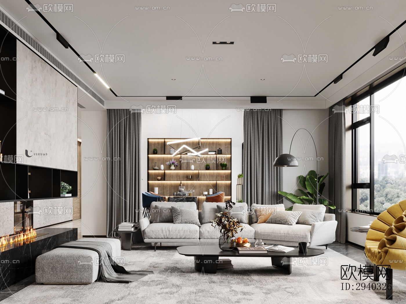 现代平层效果图下载（渲染图4）