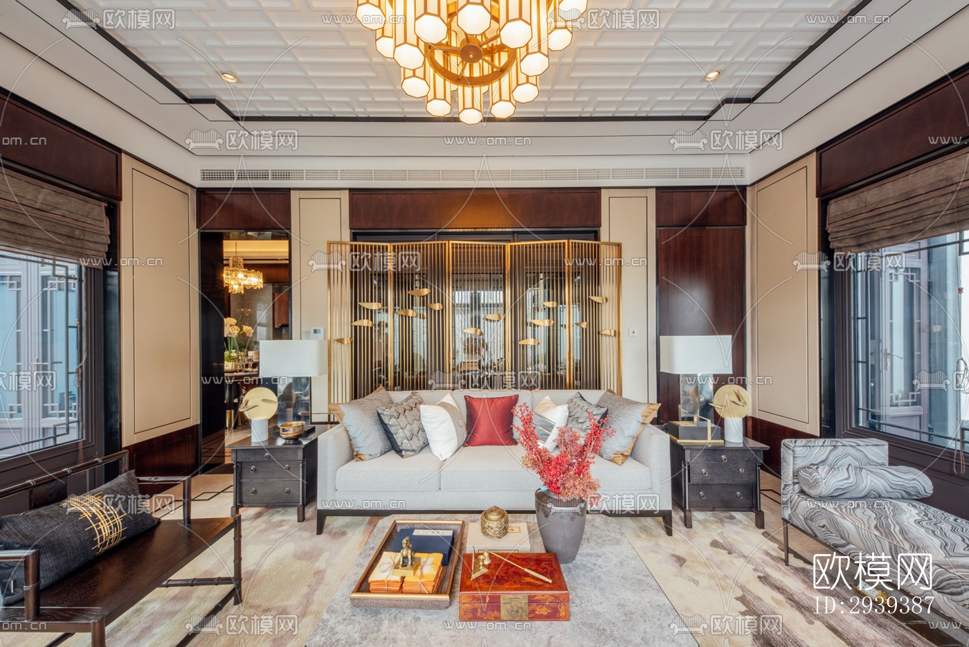 新中式酒店民宿效果图下载（渲染图18）