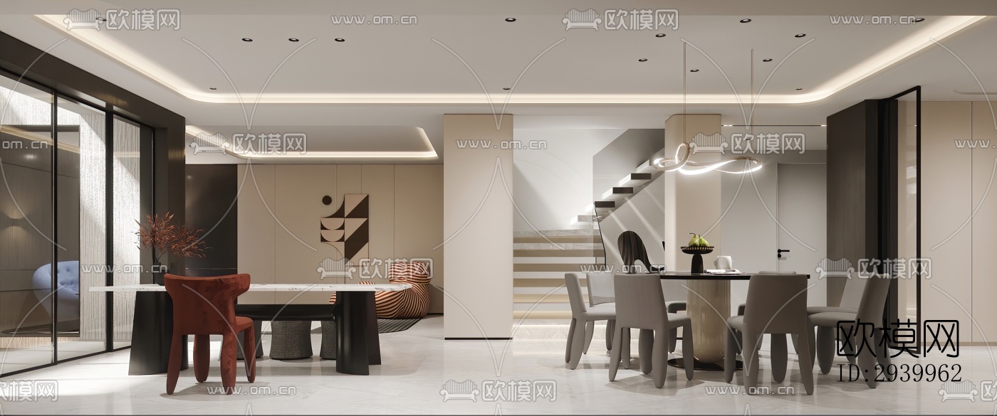 现代复式效果图下载（渲染图9）