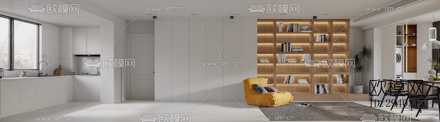 现代平层效果图下载（渲染图14）