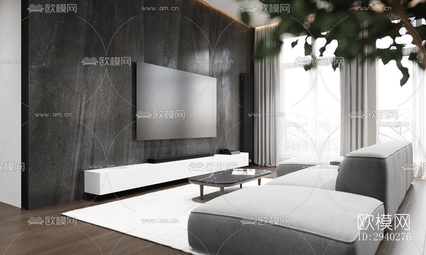 现代平层效果图下载（渲染图13）