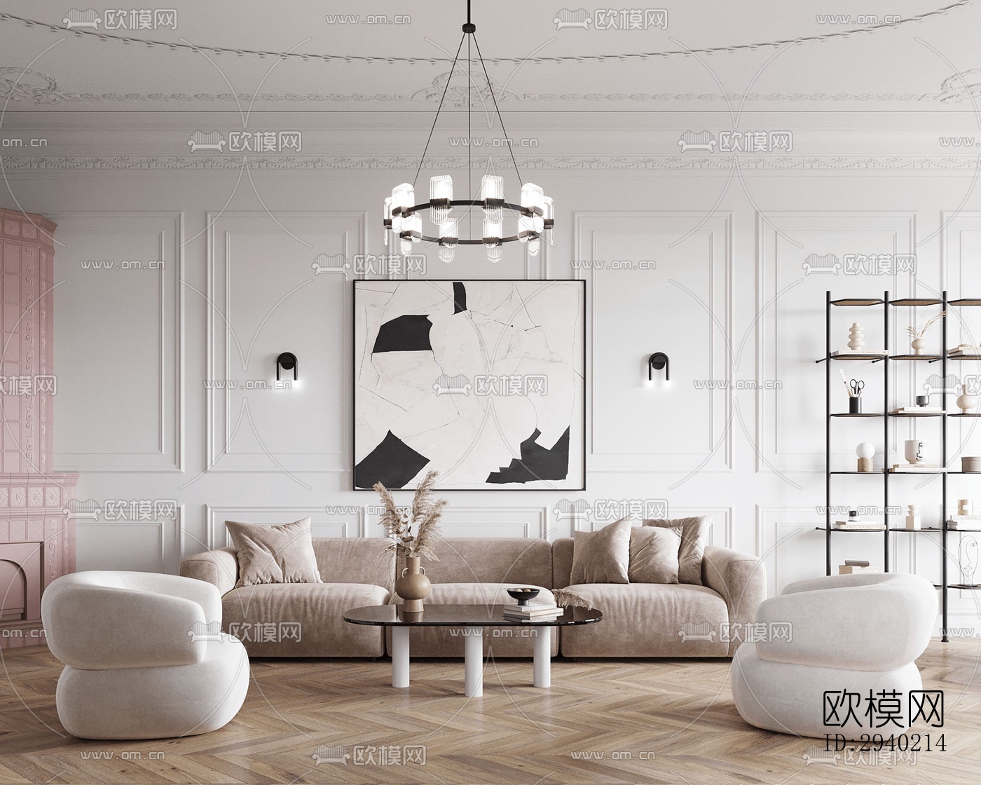 欧式平层效果图下载（渲染图4）