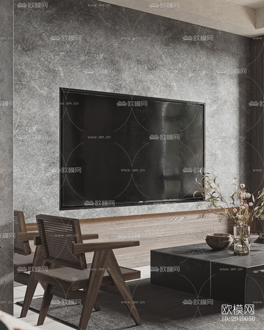 侘寂平层效果图下载（渲染图4）