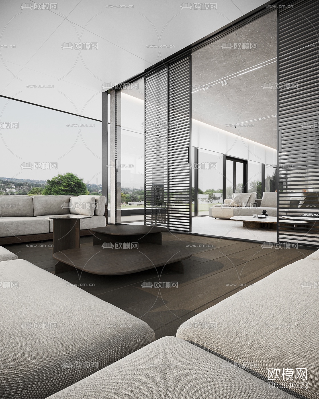 现代平层效果图下载（渲染图14）