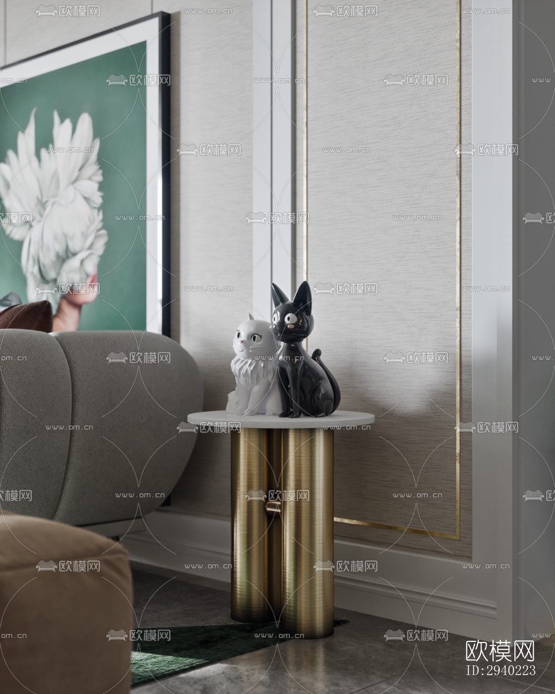 欧式平层效果图下载（渲染图4）