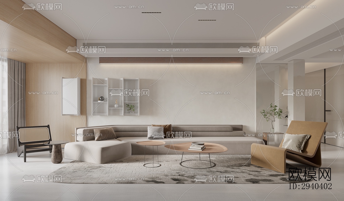 现代平层效果图下载（渲染图1）