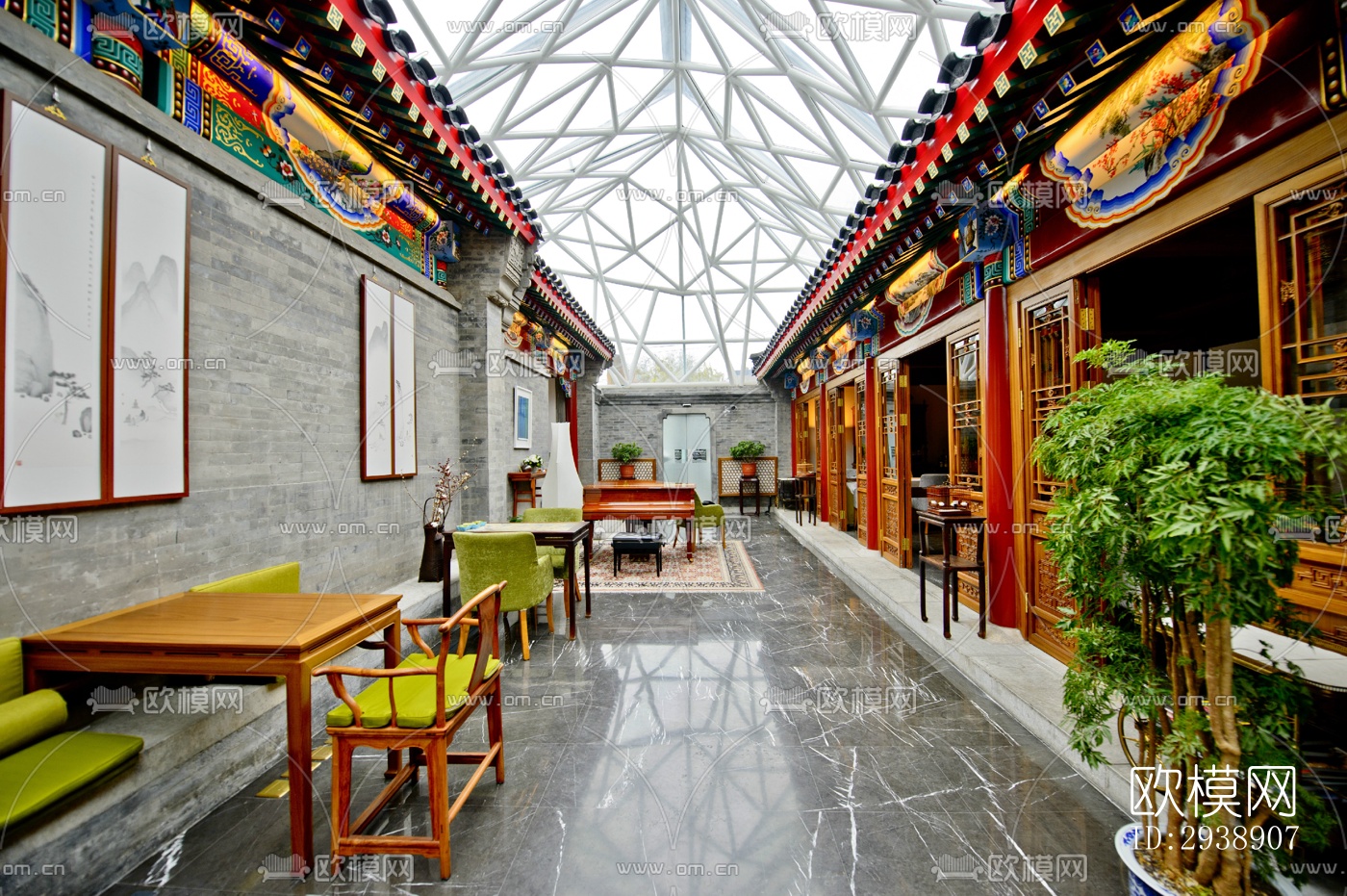 中式酒店民宿效果图下载（渲染图7）