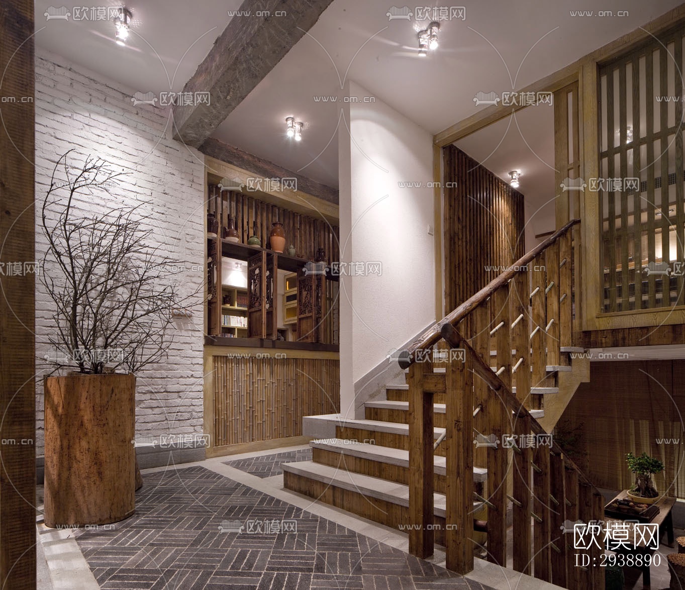 中式酒店民宿效果图下载（渲染图6）