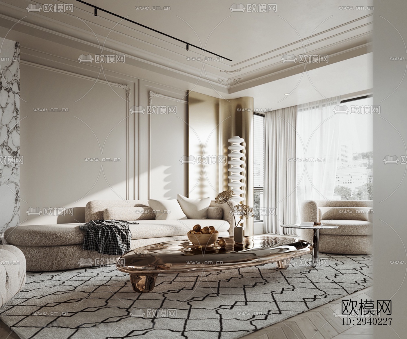 法式平层效果图下载（渲染图7）