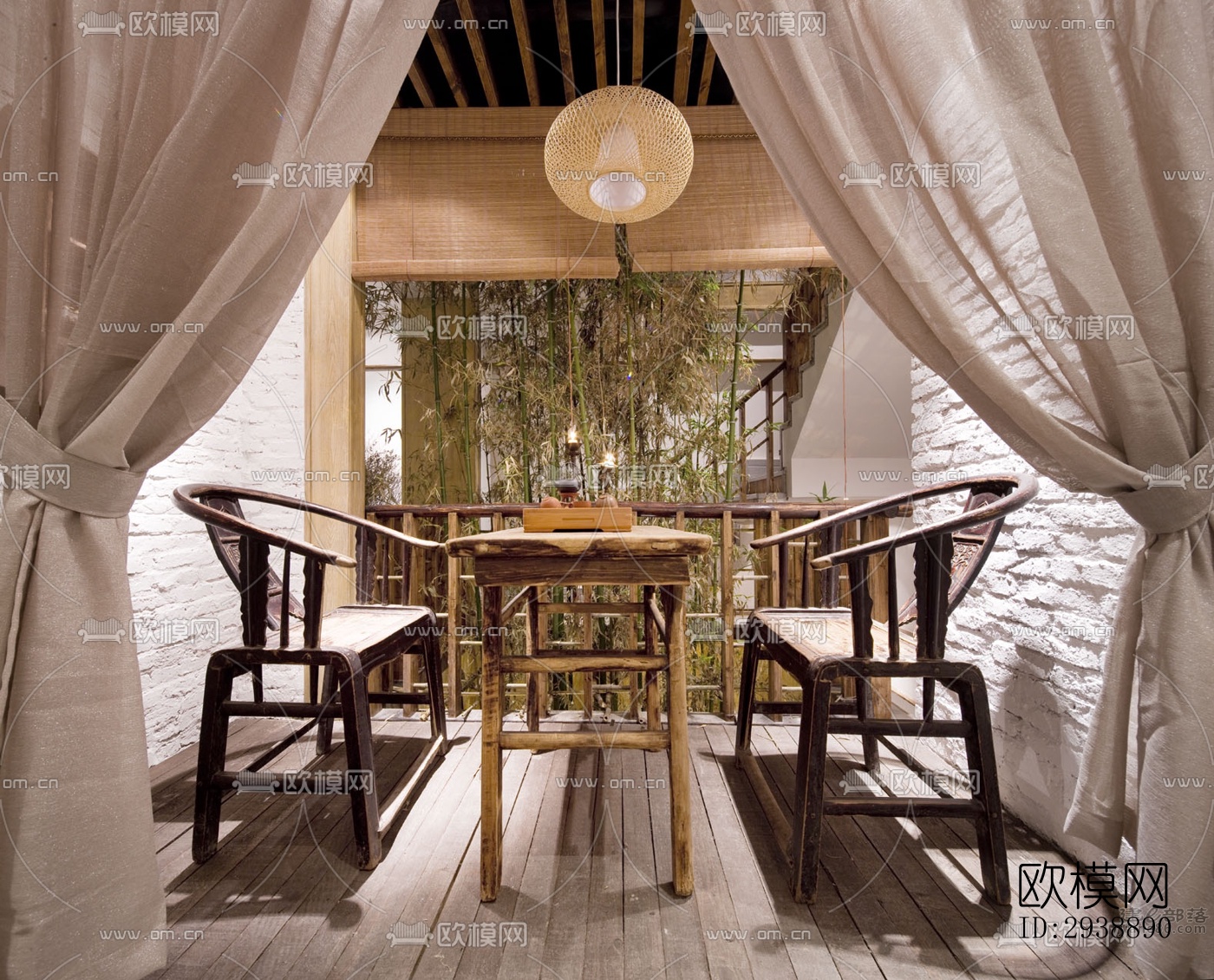 中式酒店民宿效果图下载（渲染图13）