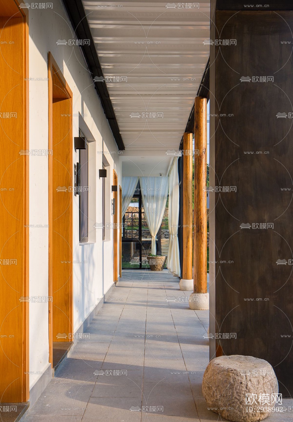 中式酒店民宿效果图下载（渲染图10）