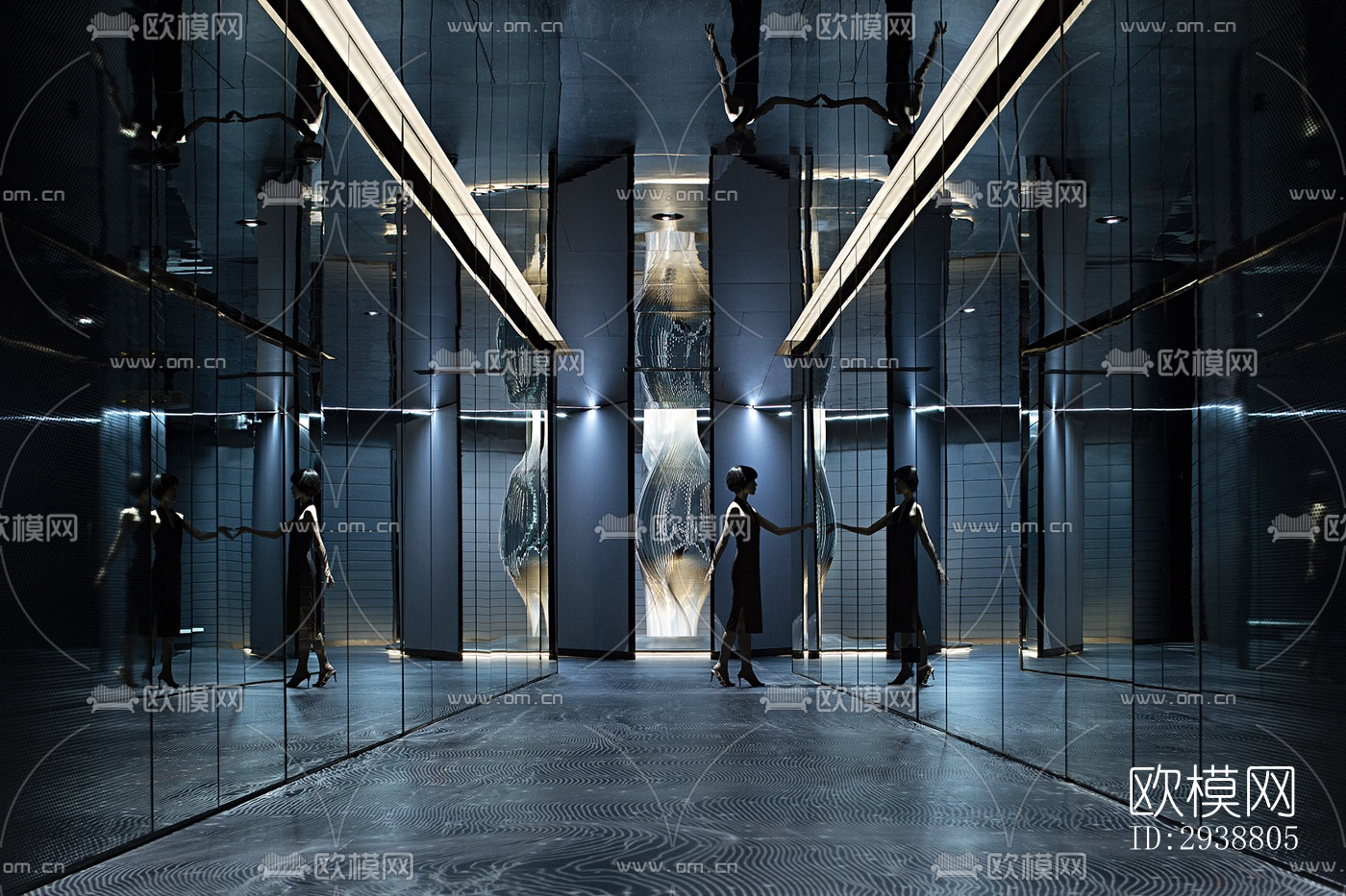 高级灰展览展厅效果图下载（渲染图1）