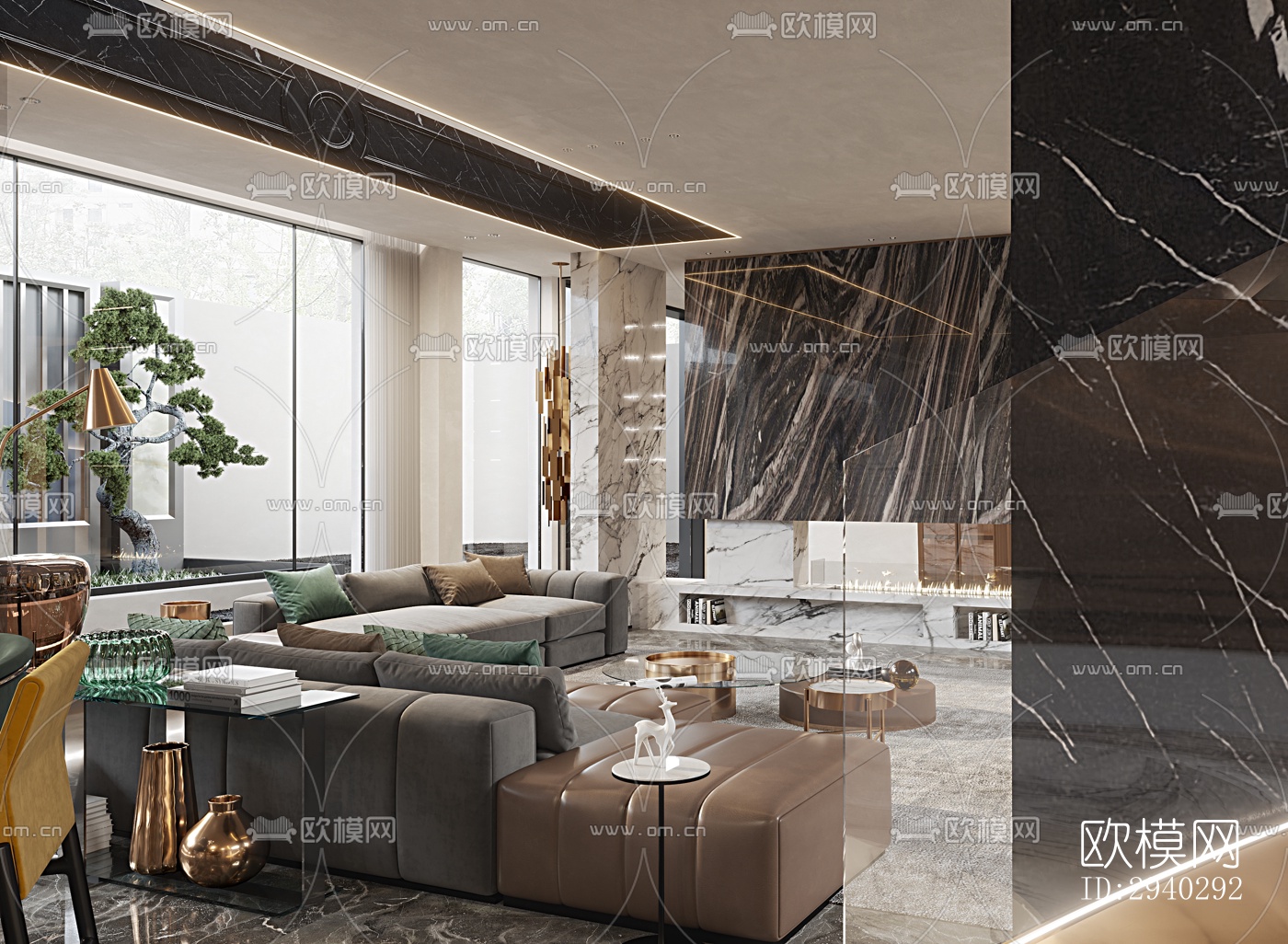 现代平层效果图下载（渲染图1）