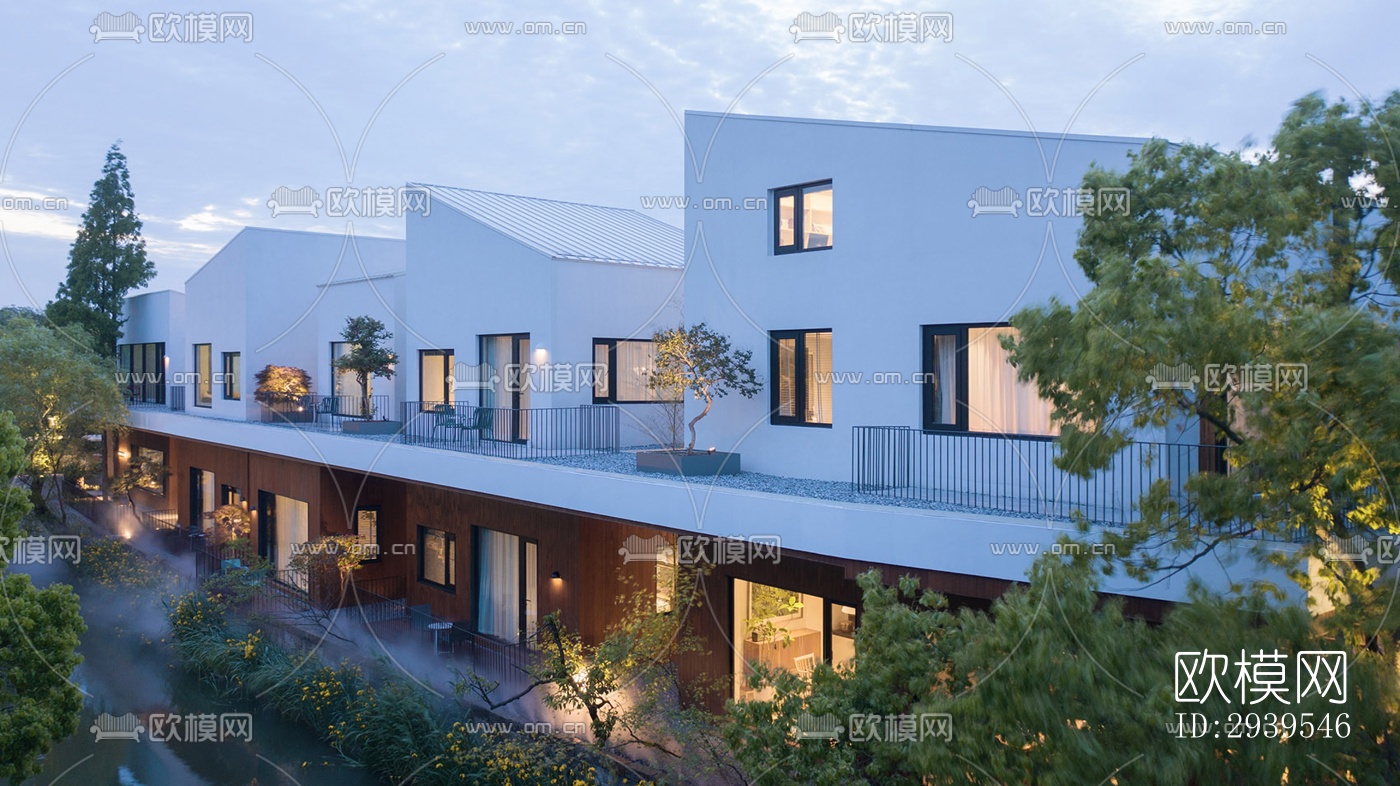 现代酒店民宿效果图下载（渲染图4）